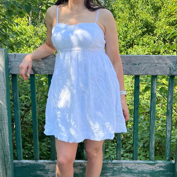NWT White Cotton Summer Mini Dress - Picture 2 of 8